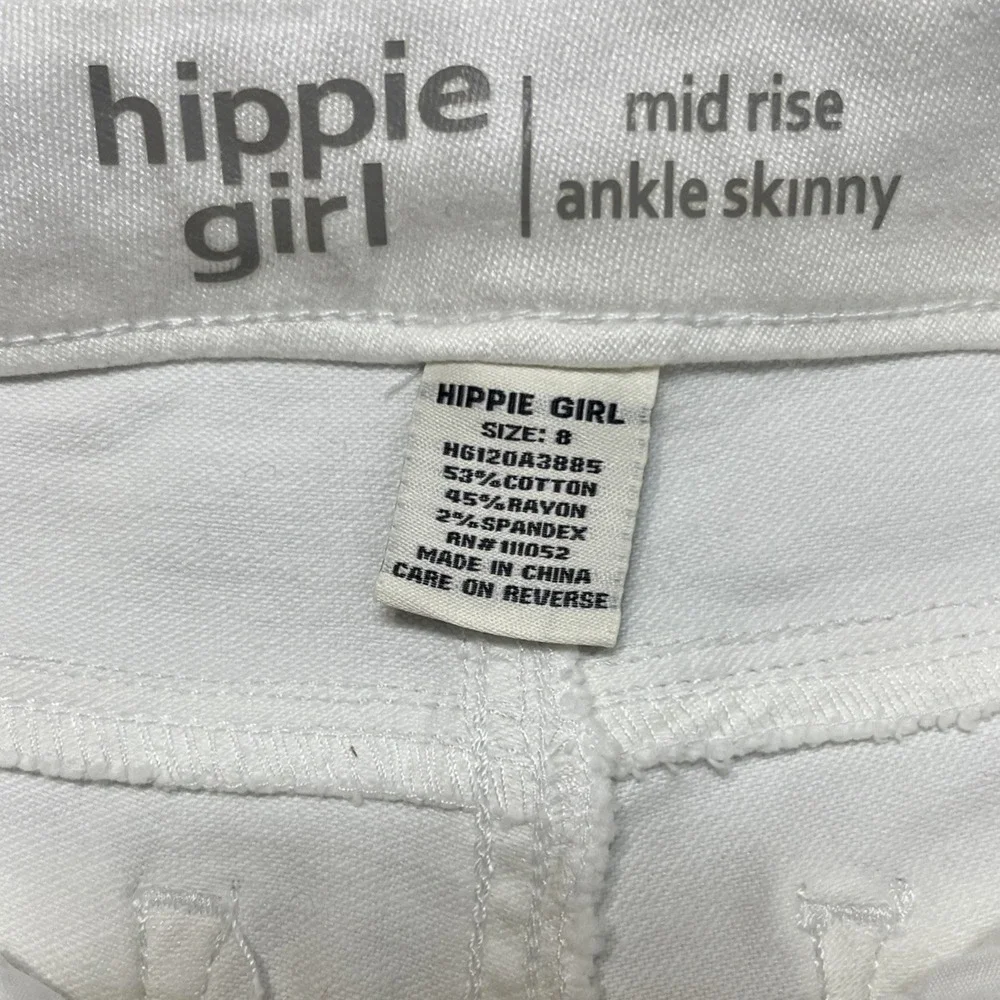 Hippie Girl Girls White Ankle Skinny Mid Rise Stretch Jeans Size 8 HG120A3885